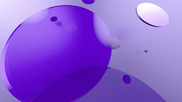 Violettes Metall Und Undurchsichtige Kreise Und Zylinder Auf Farbigem Hintergrund — Stockfoto