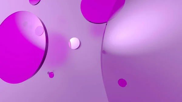 紫色金属和不透明的圆圈和圆筒的彩色背景 透明玻璃图形设计的背景 3D渲染说明 — 图库照片