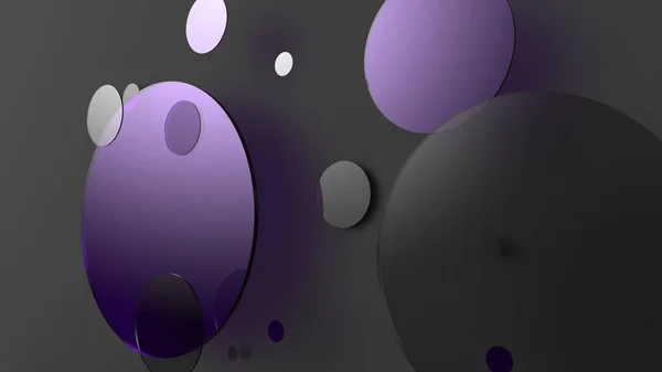 Violett Metall Och Ogenomskinliga Cirklar Och Cylindrar Färgad Bakgrund Abstrakt — Stockfoto