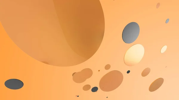 Orangefarbenes Metall Und Undurchsichtige Kreise Und Zylinder Auf Farbigem Hintergrund — Stockfoto