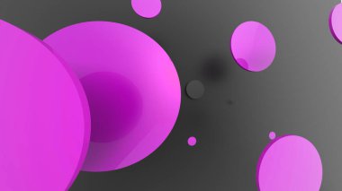 Mor metal ve mat daireler ve renkli arkaplanda silindirler. Şeffaf camlı grafik tasarımı için soyut arkaplan. 3d resimleme