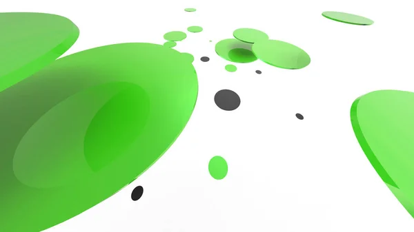 Grön Metall Och Ogenomskinliga Cirklar Och Cylindrar Färgade Bakgrund Abstrakt — Stockfoto