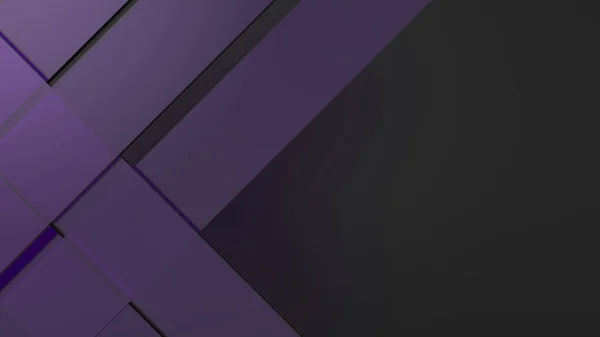 黒の背景に対角紫色の動的縞模様 線と暗い影を持つ現代抽象的な3Dレンダリングの背景 — ストック写真