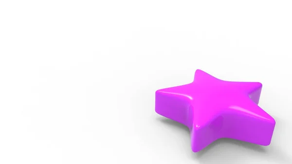 颜色背景上的3D紫色恒星 金星奖的渲染与图解 — 图库照片