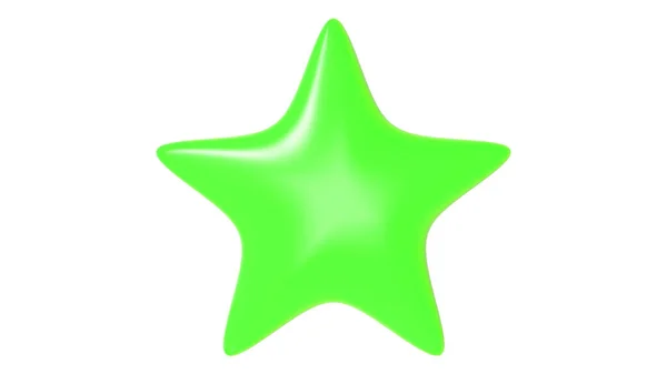 色の背景に3D緑の星 プレミアムレビューのための黄金の星のレンダリングとイラスト — ストック写真