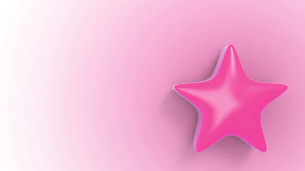 色の背景に3Dピンクの星 プレミアムのための黄金の星のレンダリングとイラスト — ストック写真