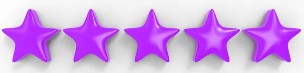 Ять Фіолетових Зірок Кольоровому Фоні Рендери Ілюстрація Золотої Зірки Преміум — стокове фото