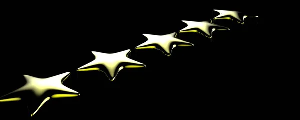 色背景に3D 5つの黄色の星 プレミアムのための黄金の星のレンダリングとイラスト — ストック写真