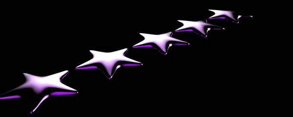 Five Violet Star Color Background Render Illustration Golden Star Premium — Stock Photo, Image