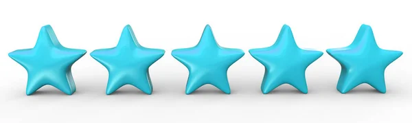 Cinco Estrela Azul Sobre Fundo Cor Renderização Ilustração Estrela Dourada — Fotografia de Stock