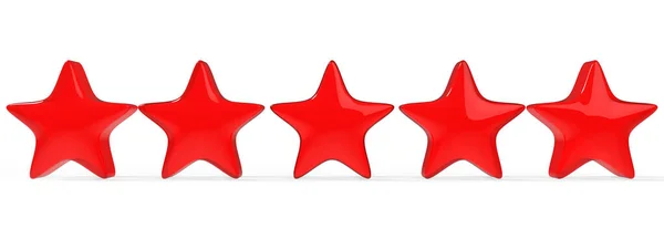 Cinco Estrelas Vermelhas Sobre Fundo Cor Renderização Ilustração Estrela Dourada — Fotografia de Stock