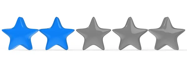色の背景に3D 2つの青い星 プレミアムのための黄金の星のレンダリングとイラスト — ストック写真