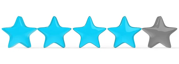 Quatro Estrelas Azuis Sobre Fundo Cor Renderização Ilustração Estrela Dourada — Fotografia de Stock