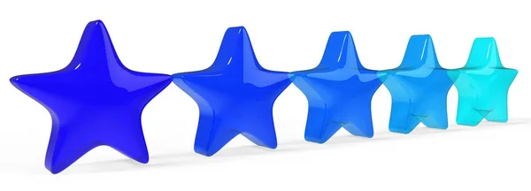 Fyra Blå Stjärna Färg Bakgrund Render Och Illustration Gyllene Stjärna — Stockfoto