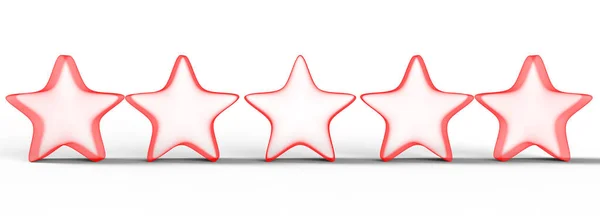 Cinco Estrelas Vermelhas Sobre Fundo Cor Renderização Ilustração Estrela Dourada — Fotografia de Stock