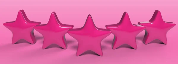 Cinco Estrela Rosa Sobre Fundo Cor Renderização Ilustração Estrela Dourada — Fotografia de Stock