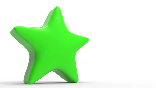 Estrela Verde Fundo Cor Renderização Ilustração Estrela Dourada Para Revisões — Fotografia de Stock