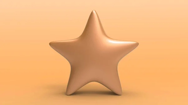 Oranžová Hvězda Barevném Pozadí Vykreslení Ilustrace Zlaté Hvězdy Pro Prémie — Stock fotografie