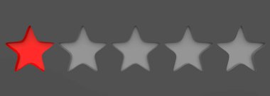 Renkli arka planda 3d bir kırmızı yıldız. Altın yıldızın prim karşılığı sunumu ve illüstrasyonu