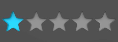 Renkli arka planda 3D bir gök mavisi yıldız. Altın yıldızın prim karşılığı sunumu ve illüstrasyonu