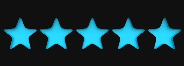Cinco Estrellas Azules Sobre Fondo Color Representación Ilustración Estrella Dorada — Foto de Stock