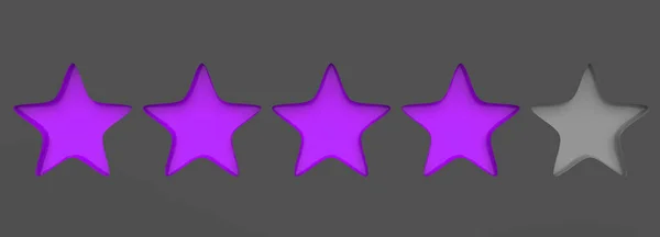 Фіолетовий Чотири Зірки Кольоровому Фоні Рендери Ілюстрація Золотої Зірки Преміум — стокове фото