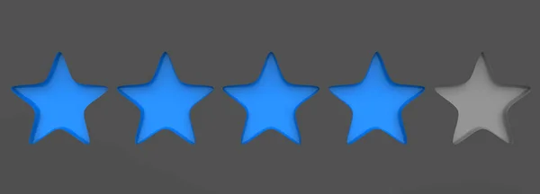 Cuatro Estrellas Azules Sobre Fondo Color Representación Ilustración Estrella Dorada — Foto de Stock