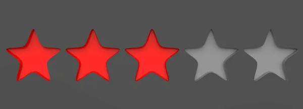 Três Estrelas Vermelhas Sobre Fundo Cor Renderização Ilustração Estrela Dourada — Fotografia de Stock