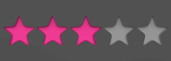 Три Рожеві Зірки Кольоровому Фоні Рендери Ілюстрація Золотої Зірки Преміум — стокове фото