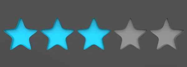 Три Блакитних Зірки Кольоровому Фоні Рендери Ілюстрація Золотої Зірки Преміум — стокове фото