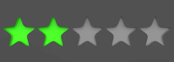 Duas Estrelas Verdes Sobre Fundo Cor Renderização Ilustração Estrela Dourada — Fotografia de Stock