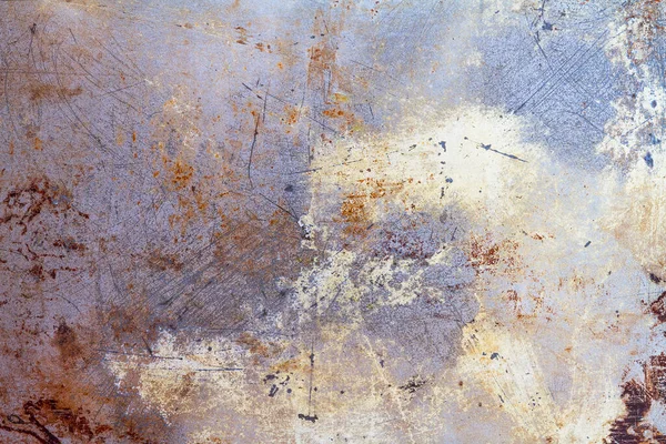 Background, old scratched metal  surface with rust stains and spots
