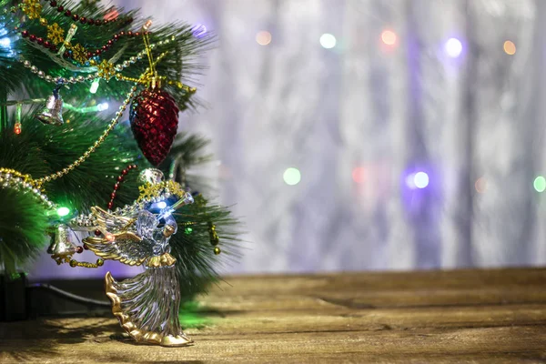 Año Nuevo Fondo Árbol Navidad Con Decoraciones Regalos — Foto de Stock