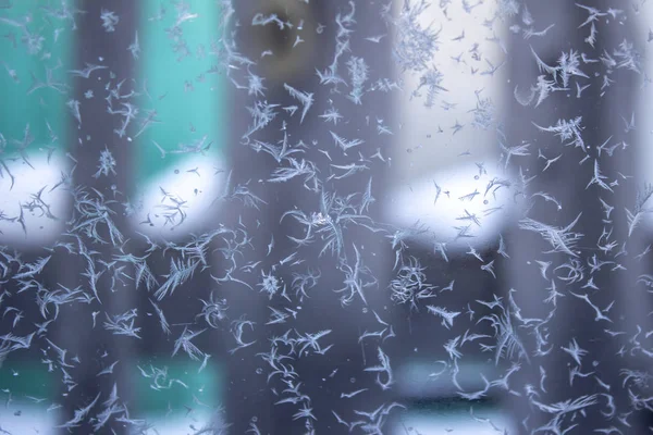 Frost Patterns Window Glass Winter — Stock Photo, Image