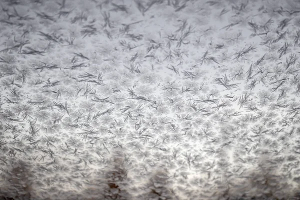 Pencere Camına Frost Desenleri Yakın Çekim — Stok fotoğraf