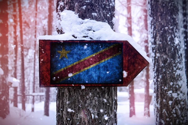 Bandeira República Democrática Congo Anexada Árvore Como Sinal — Fotografia de Stock
