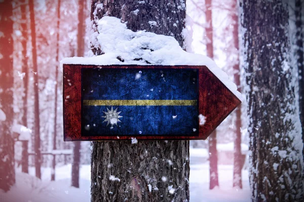 Bandera Nauru Unida Árbol Como Una Señal — Foto de Stock