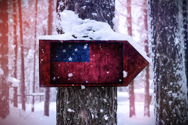 Bandera Samoa Unida Árbol Como Una Señal — Foto de Stock