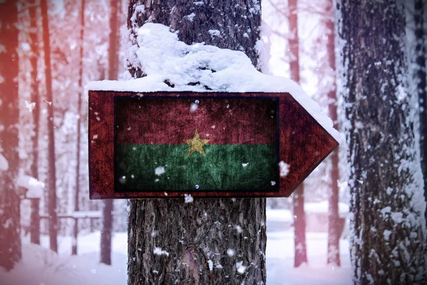 Steagul Burkina Faso Atașat Copacului Semn — Fotografie, imagine de stoc