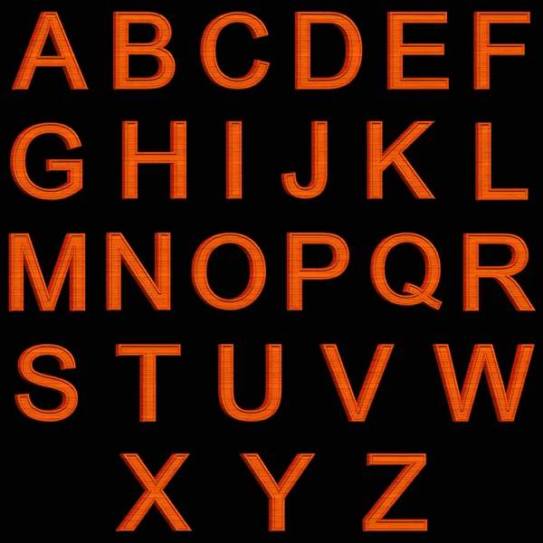 Pomarańczowy Drewniane Angielski Alfabet Litery Czarnym Tle — Zdjęcie stockowe