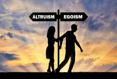 Silhouette egotistic bir adam ve bir kadın onu terk değil onu durdurmaya çalışır. Bencillik ve fedakarlık kavramsal sahnesi