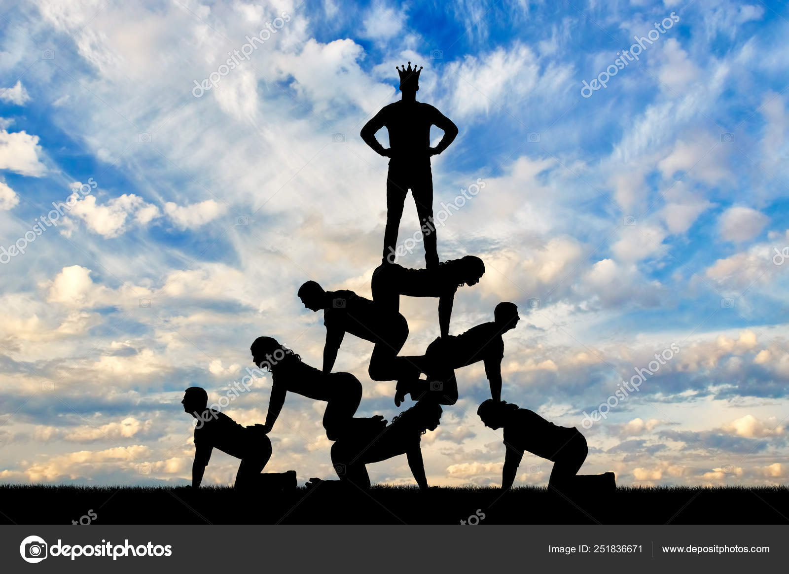 Silhouette Narcissistic Egoist Man Wearing A Crown Standing On Humans Stock Photo Image By C Prazisss