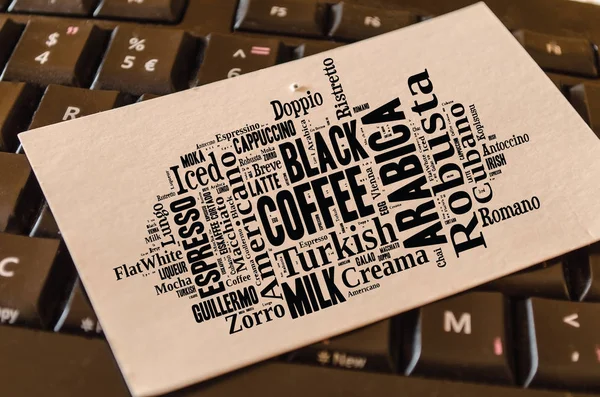 Kávé italok szavak felhő kollázs — Stock Fotó