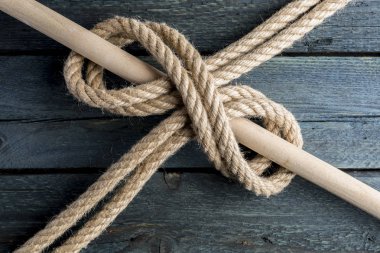 Double clove Hitch Knot. Rope node.