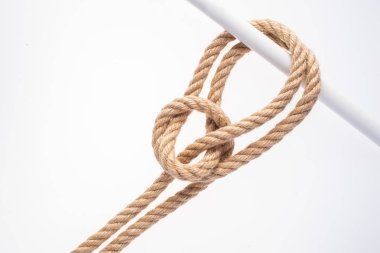 Hitching Tie Knot isolated on white background. Rope node. 
