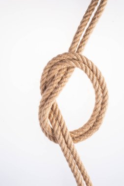 Overhand Bow Knot on white background. Rope node