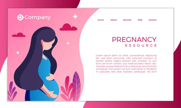 Donna Incinta Landing Page — Vettoriale Stock