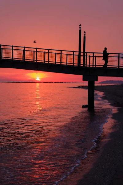 Sonnenaufgang Auf Der Seebrücke Francavilla Mare Italien — Stockfoto