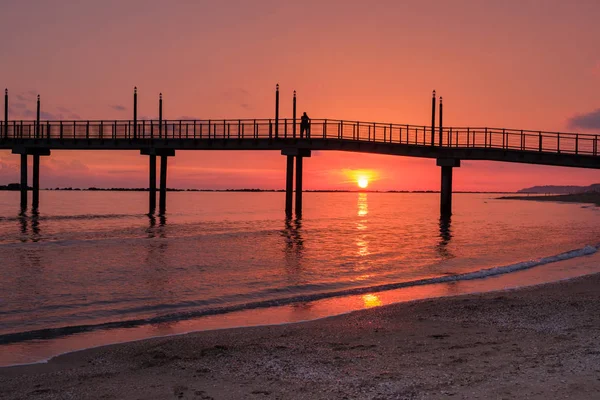 Sunrise Pier Francavilla Mare Italy — Stock Photo, Image