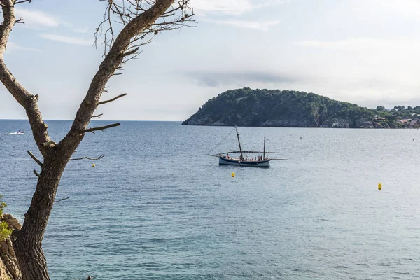 Boat Sailing Mediterranean Sea Palamos Costa Brava Girona Catalonia Spain — Stock Photo, Image